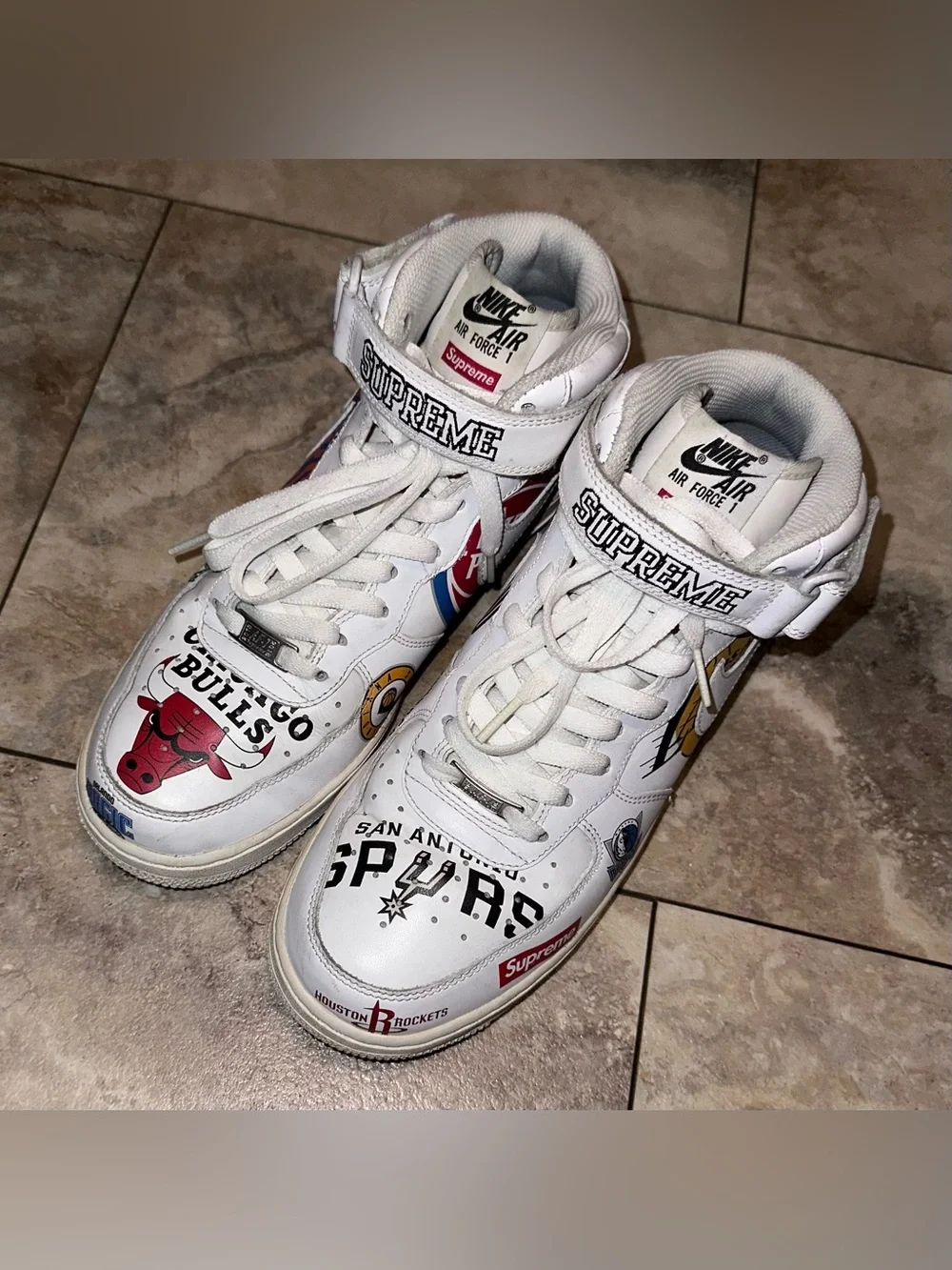 2018 Supreme × NBA x Nike Air Force 1 Mid White Size 9.5